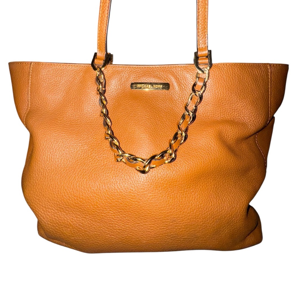 Michael Kors Tan Leather Tote with Gold Chain